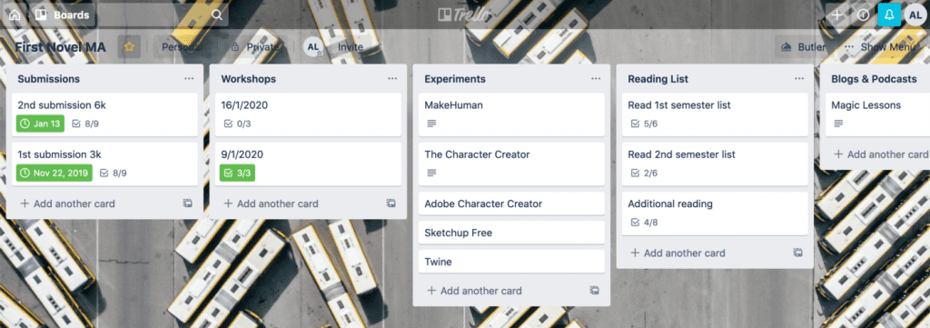 You can use Trello for novel planning and managing your publication process.
