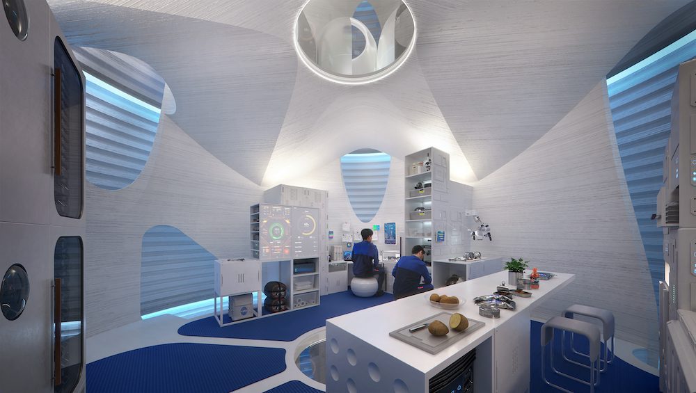 A proposed Mars habitat interior from Team AI SpaceFactory for NASA's 3D-Printed Habitat Challenge.