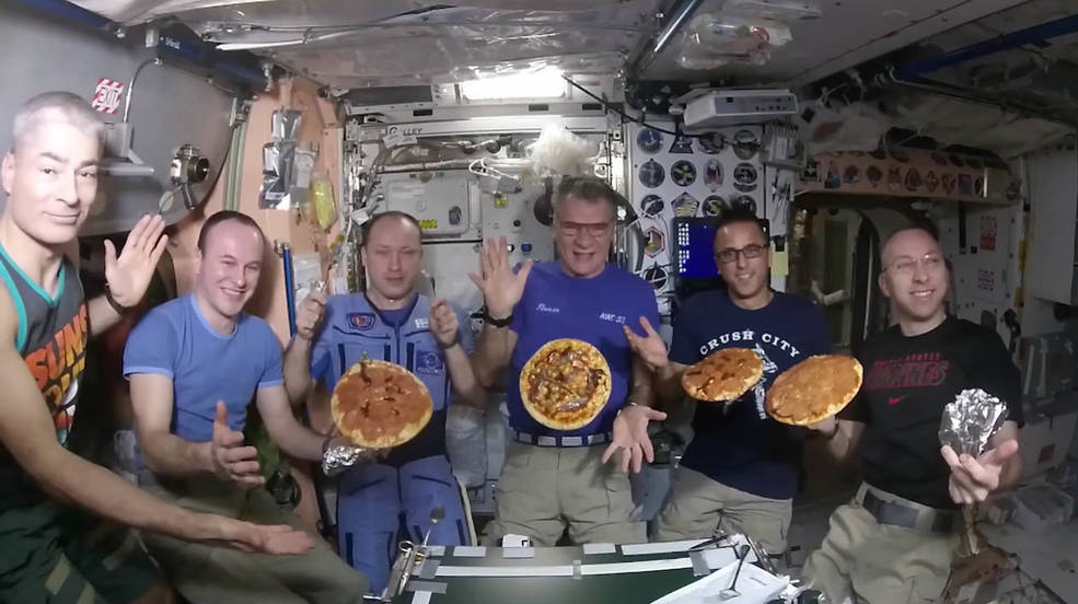 Pizza time on the ISS.