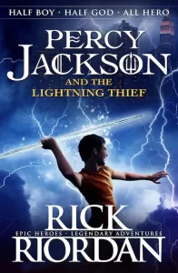 A boy with a lightning bolt: the cover of Percy Jackson and the Lightning Thief, by Rick Riordan