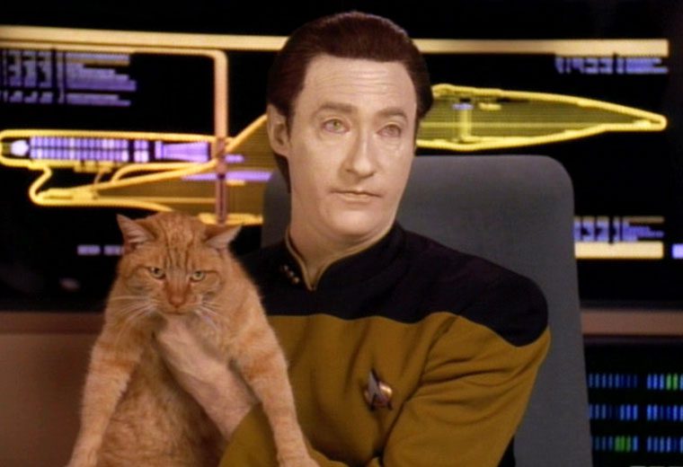 Star Trek: The Next Generation's Data (Brent Spiner) with his cat, Spot